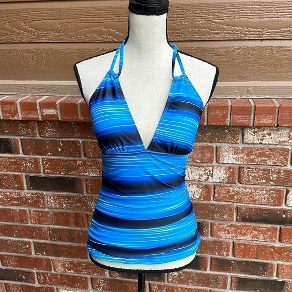 Yonique V Neck Strappy Adjustable Tie Tummy Control Tankini Women's Size Small - Picture 1 of 5